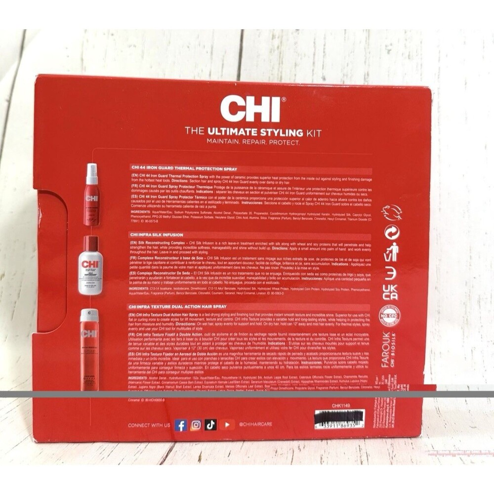 CHI Styling Kit w/ Infra Silk Infusion, 44 Iron Guard & Infra Texture Spray NEW - Picture 2 of 2
